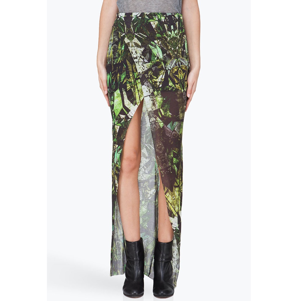 Helmut Lang Cicadae Lizard Slit Overlap Maxi Skirt